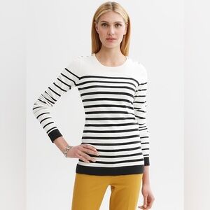 Banana Republic Striped button-shoulder pullover sweater